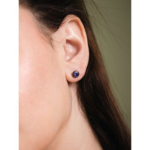 Velvet Imperial Fine Ruthenium Plated Dexter Minimal Black Amethyst Studs  Earrings