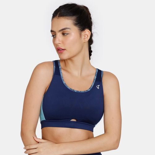 Buy Zivame Zelocity Quick Dry Sports Bra With Removable Padding - Medieval  Blue Online