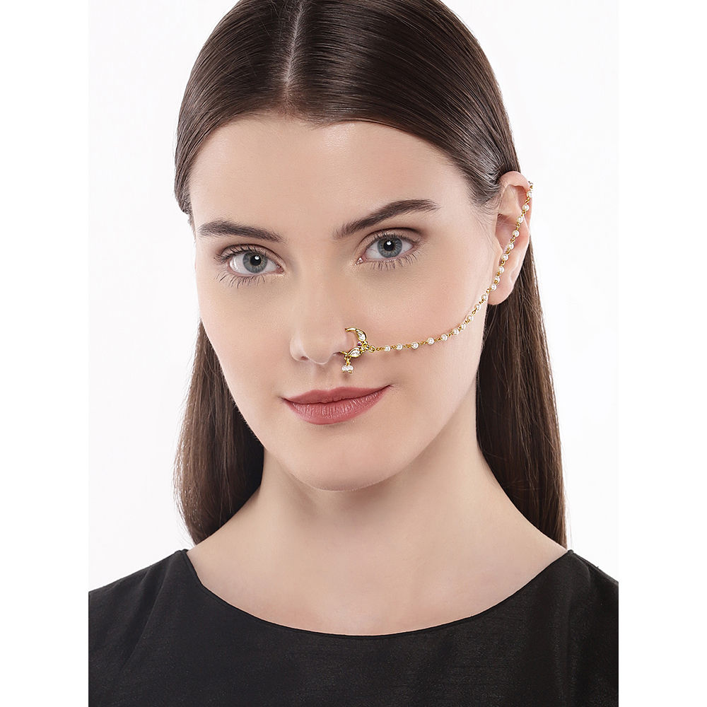 Buy Priyaasi Rose Gold Brass Gold Plated Kundan Nose Ring Without Piercing  Clip On For Women And Girls Online at Best Prices in India - JioMart.