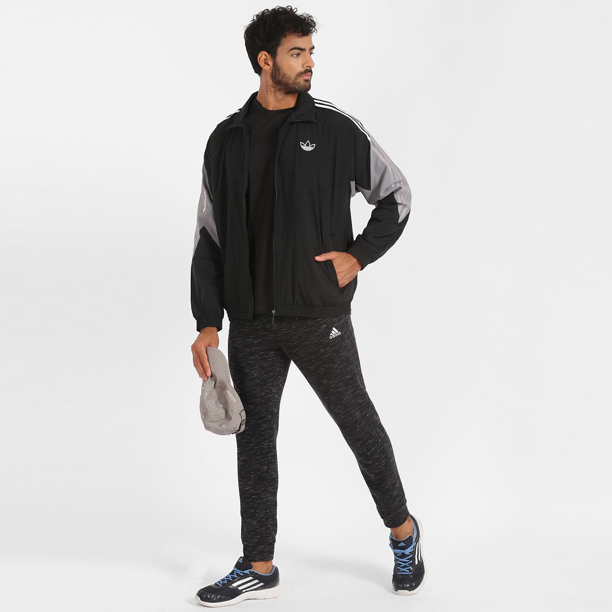 Black adidas tracksuit online set