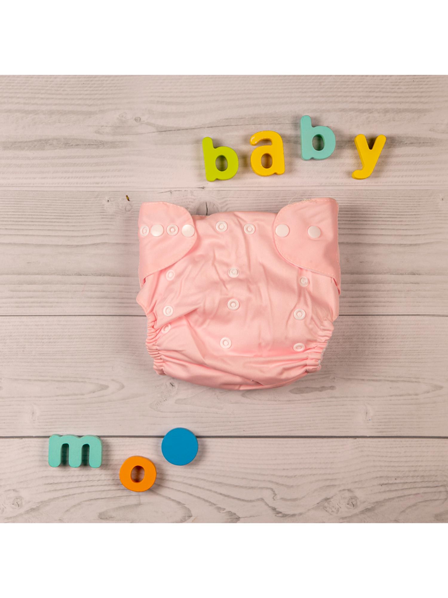 Baby Moo Plain Pink Adjustable & Washable Diaper