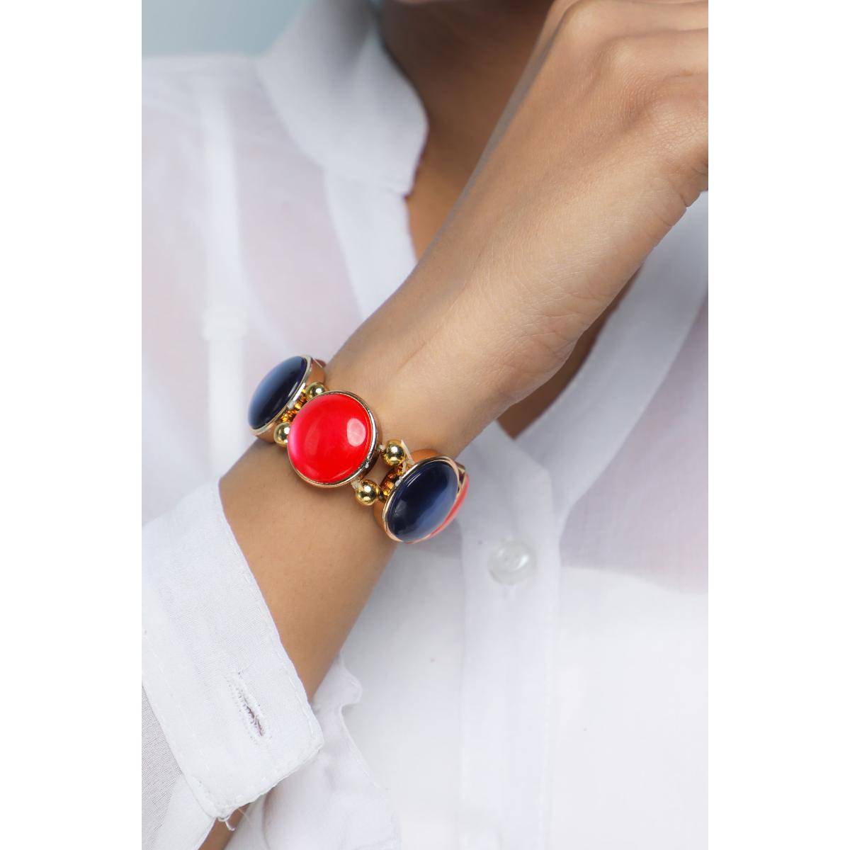 VOJ Gold Plated with Multi Colored Stone Studded Wraparound Bracelet
