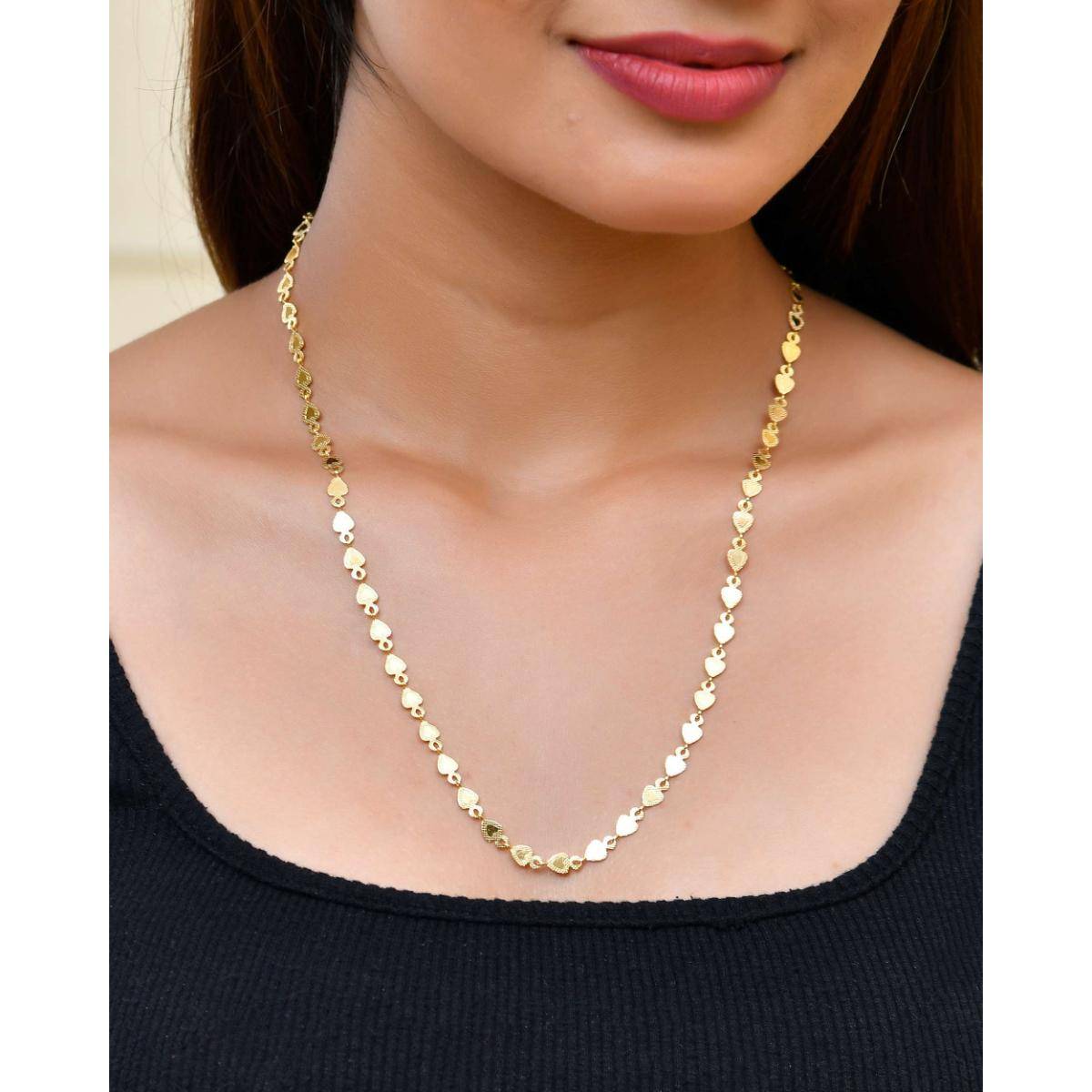 VOJ Gold Plated Heart Shaped Chan For Women