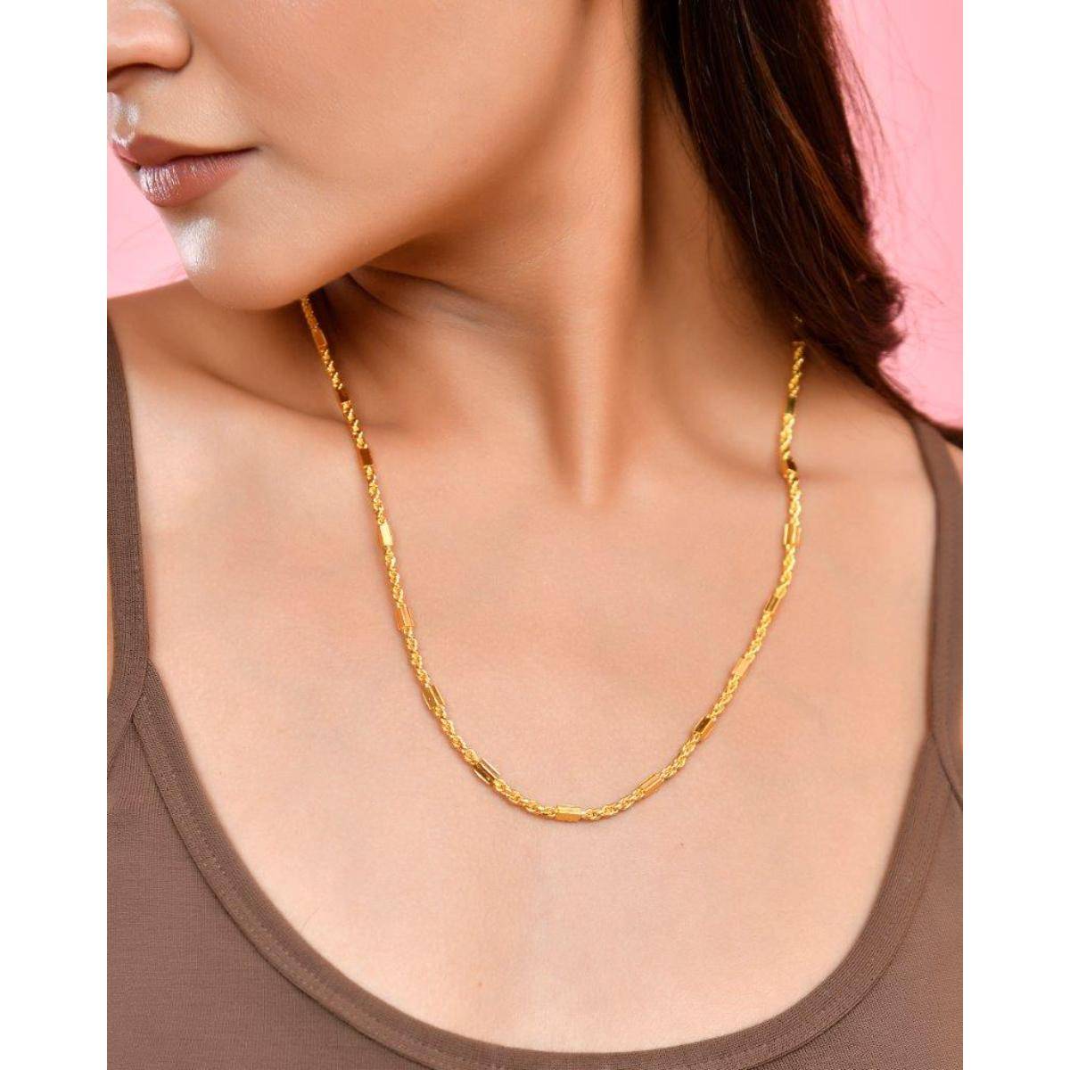 VOJ Women Gold Plated Pipe Chain
