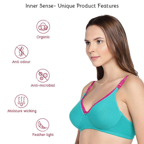 InnerSense Organic Cotton Anti Microbial Soft Nursing Bra With Removable  Pads ( Pack Of 2) - Pink