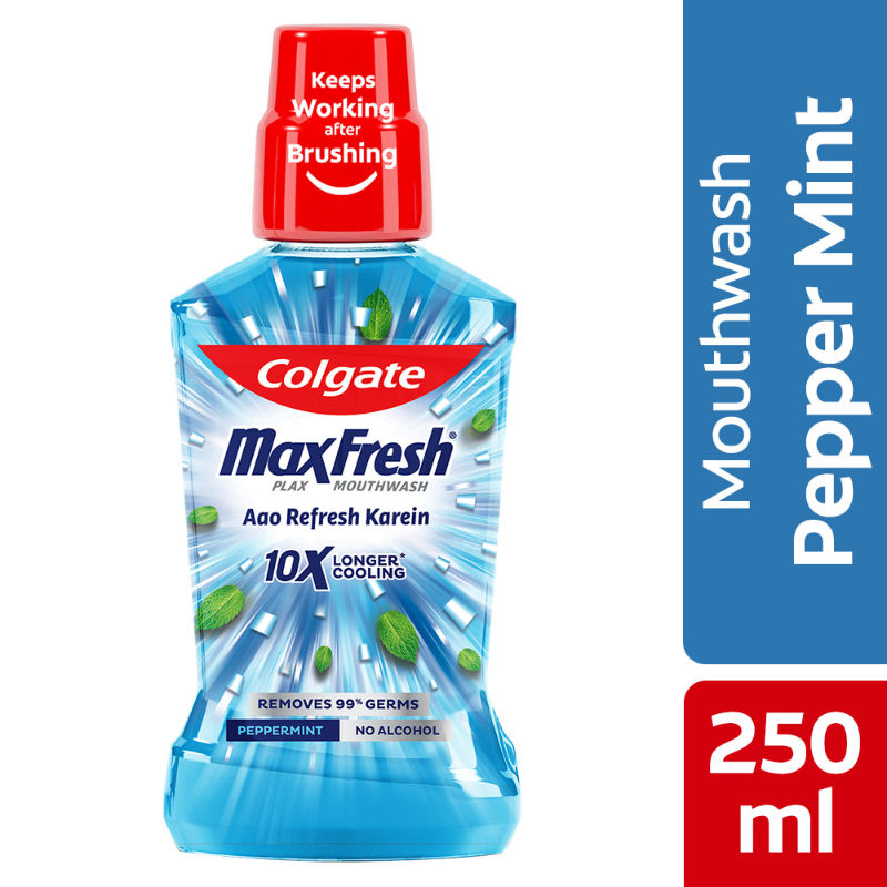 Colgate Maxfresh Plax Antibacterial Mouthwash, Pepper Mint