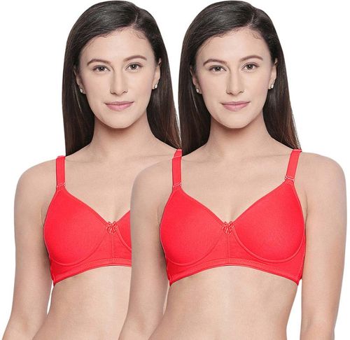 Buy Bodycare Seamless Padded Bra-B, C & D Cup Bra With Free Transparent  Straps-Pack Of 2 - Red Online