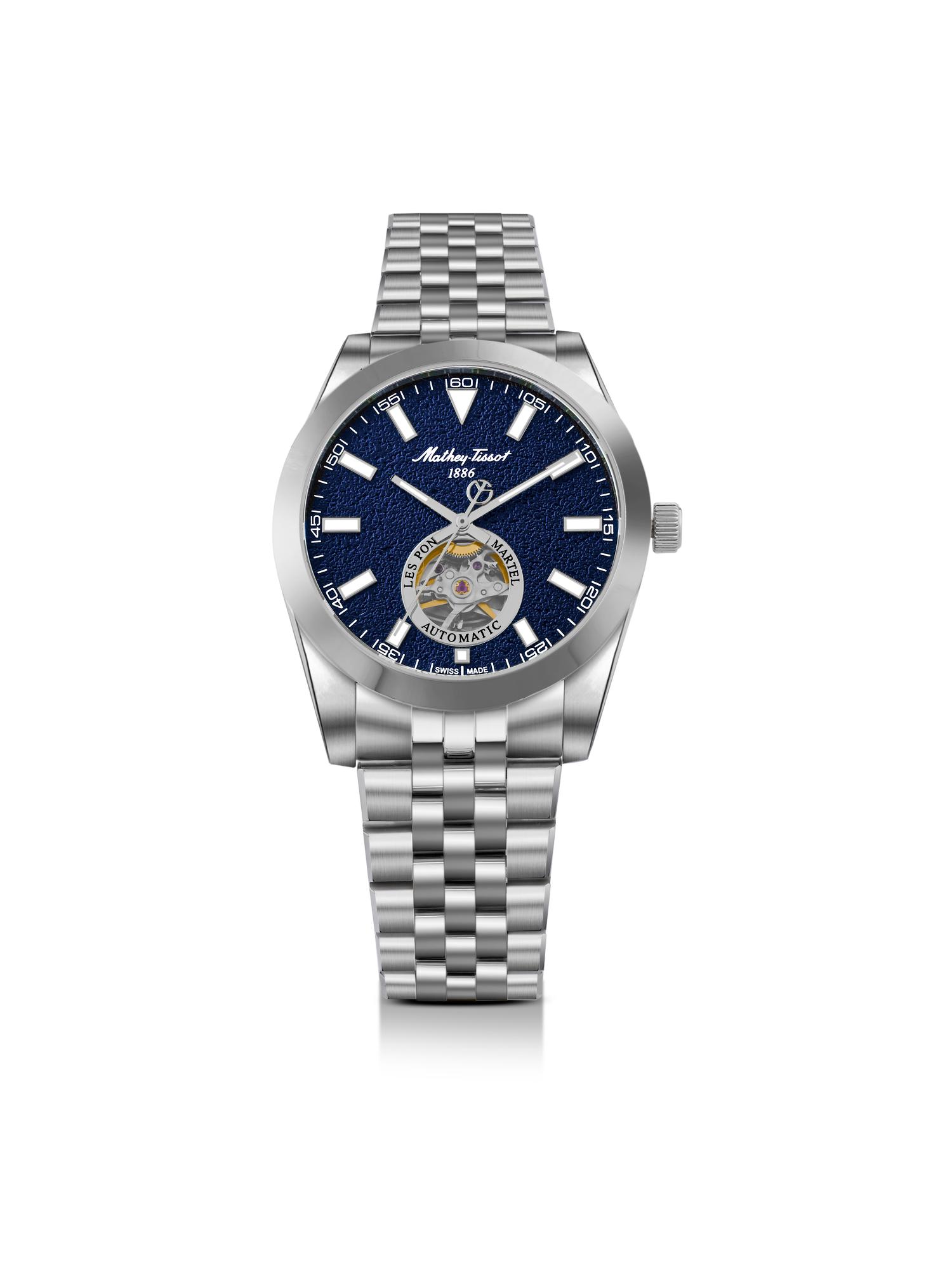 Buy Mathey-Tissot Swiss Made Mathy I Open Heart Automatic Blue