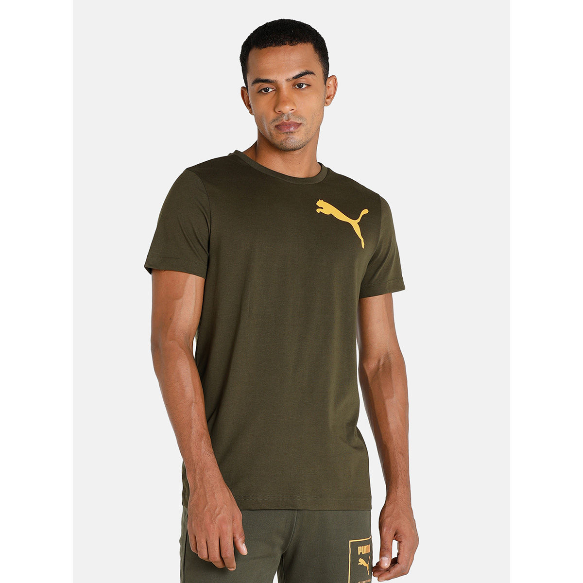 Puma Men's Logo Tee Men Green T-Shirt 