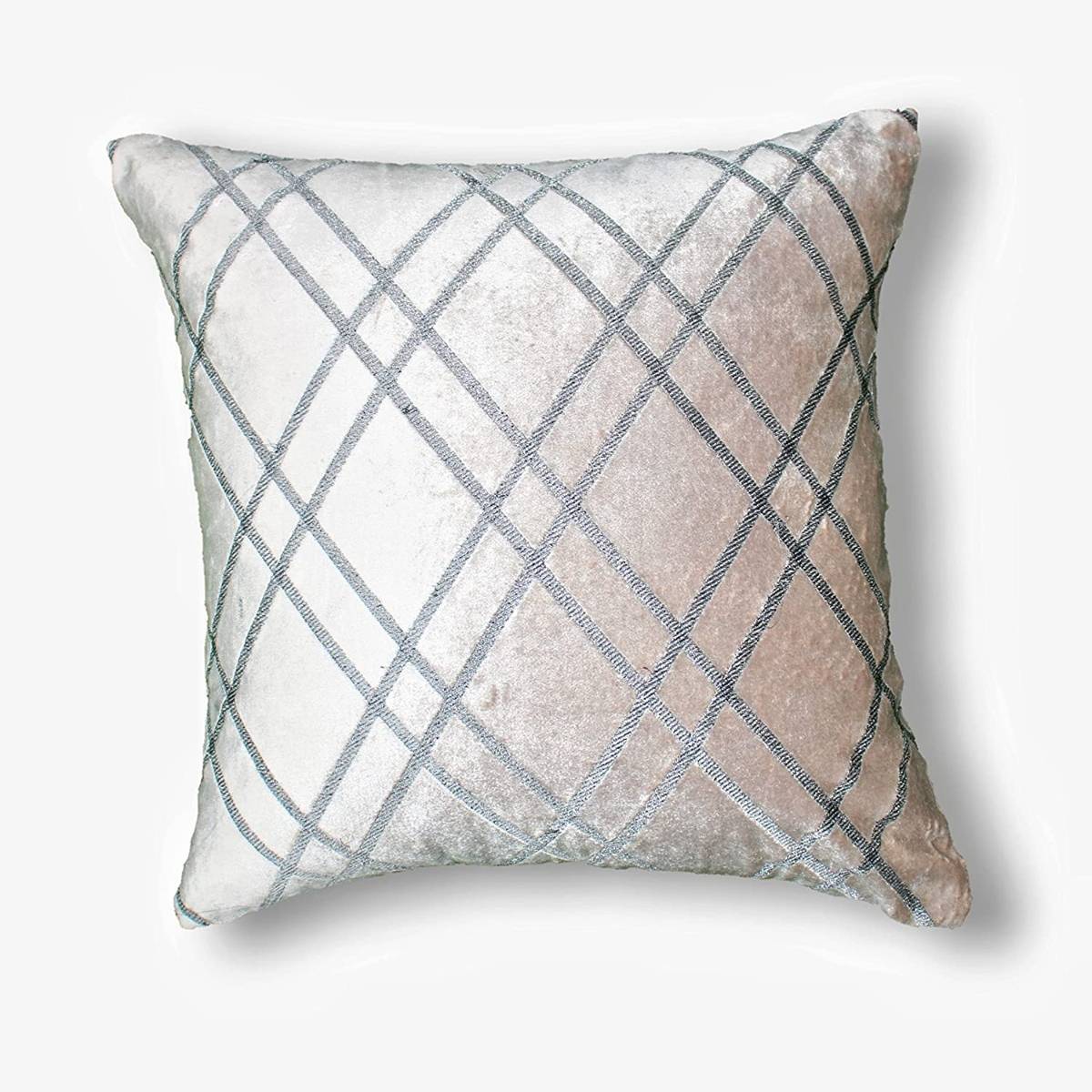 SHADES OF LIFE Grey Velvet Cushion With Geometric Print 16X16
