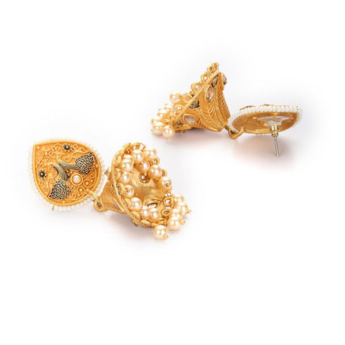 Buy Priyaasi Beads Gold Plated Peacock Jhumka Earring Online