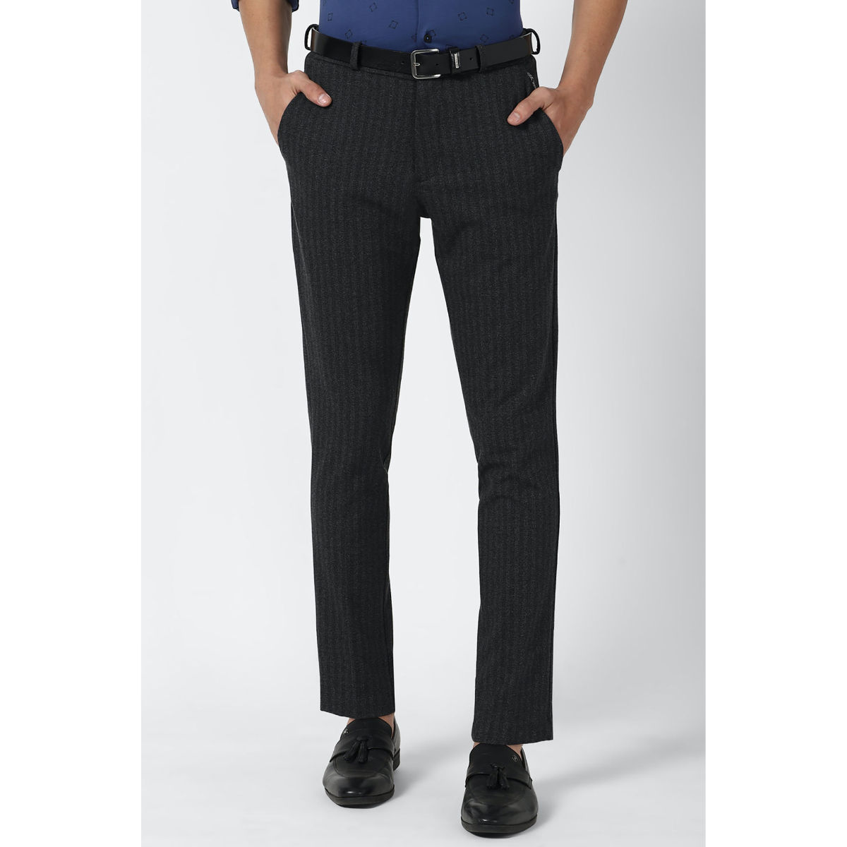 Buy Louis Philippe Sport Men Black Steven Slim Fit Self Design Regular  Trousers - Trousers for Men 2079777 | Myntra