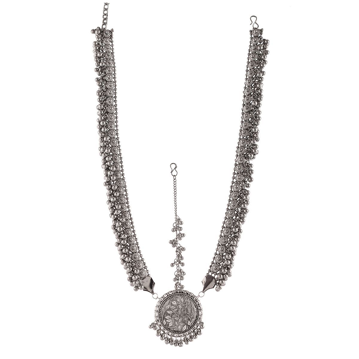 Shoshaa Silver Plated Handcrafted Oxidised Matha Patti Embellished With ...