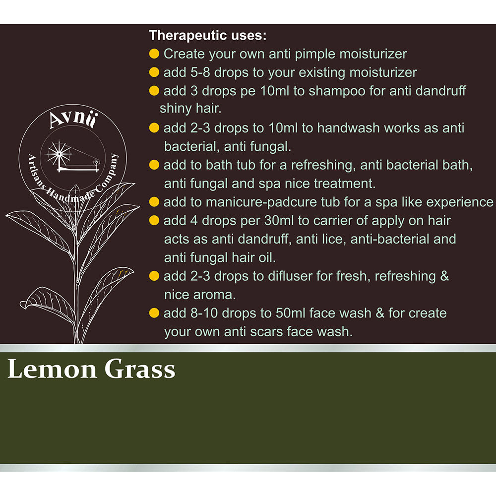 Avnii Organics Natural Lemon Grass Essential Oil Buy Avnii Organics