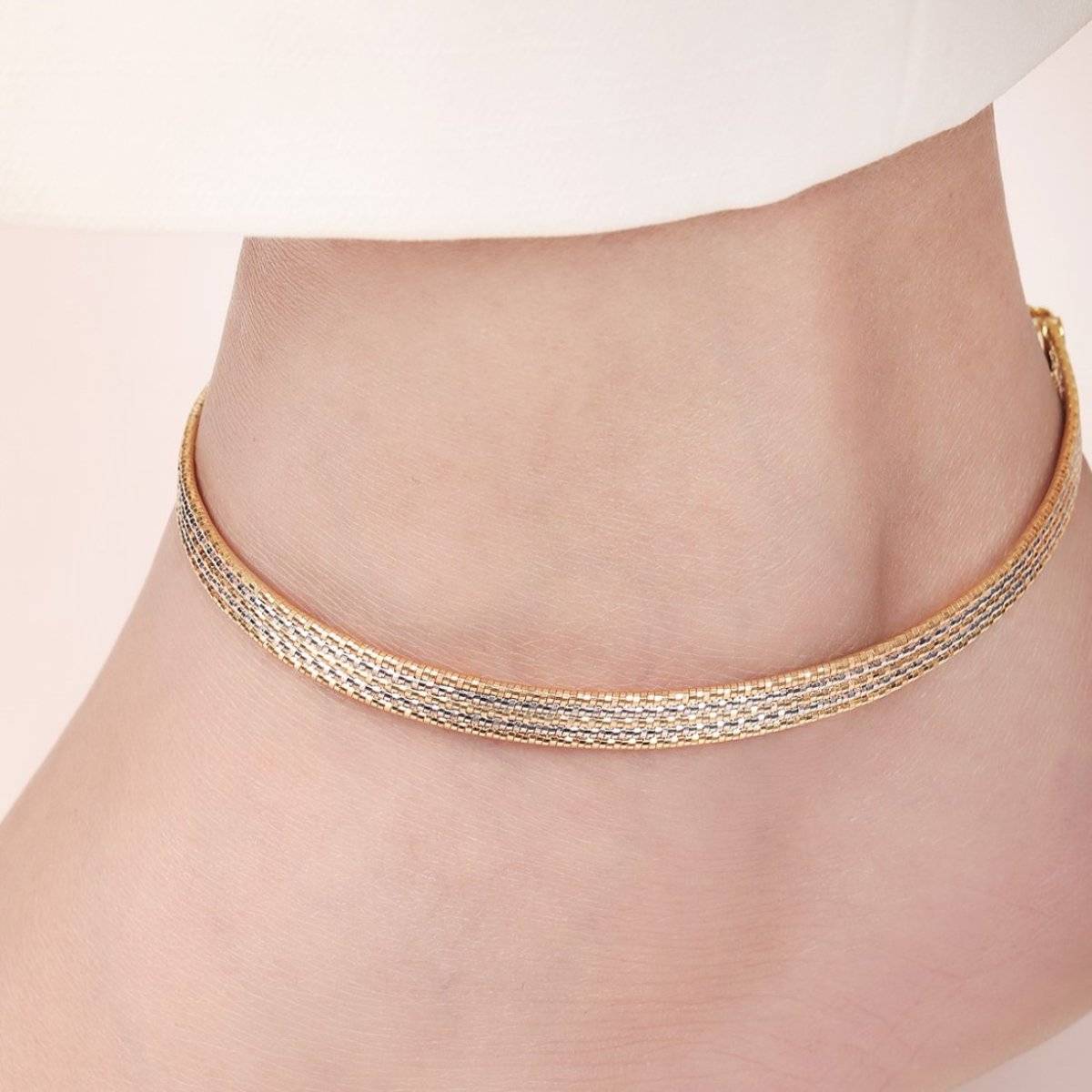 Zavya Dual Plated Layered Radiance 925 Sterling Silver Anklet