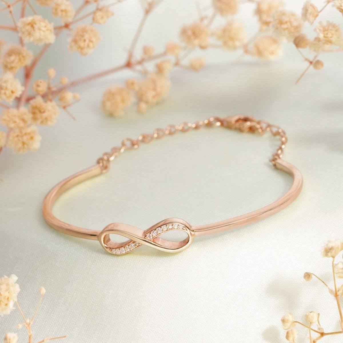 Zavya Infinite Radiance Rose Gold 925 Sterling Silver Adjustable Bracelet