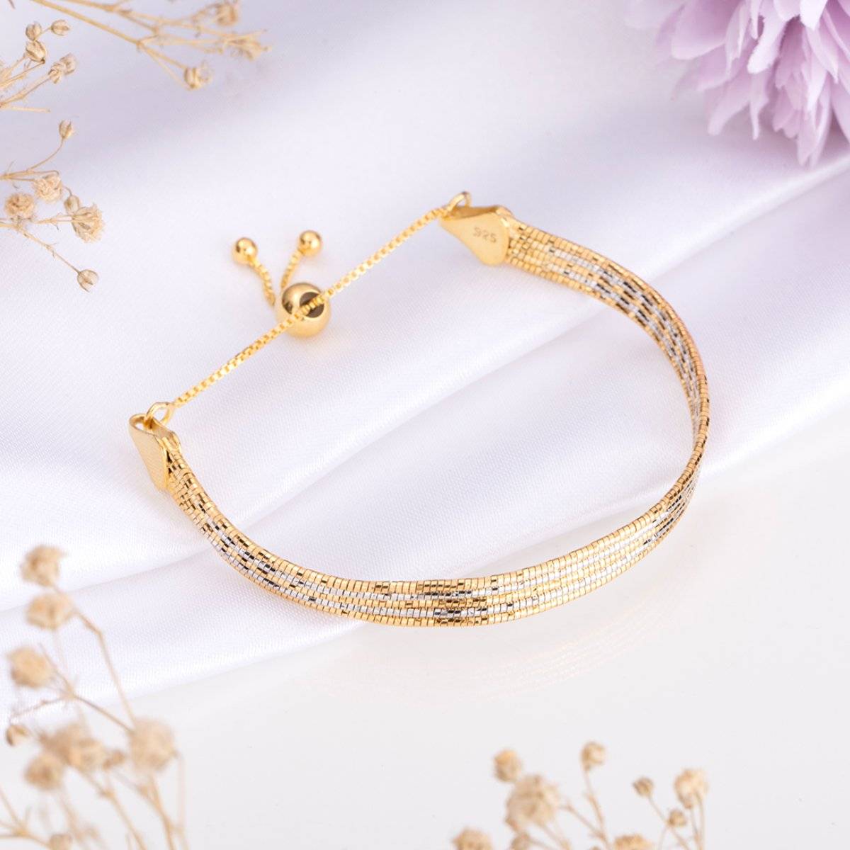 Zavya Golden Symphony Dual-Plated 925 Sterling Silver Bracelet