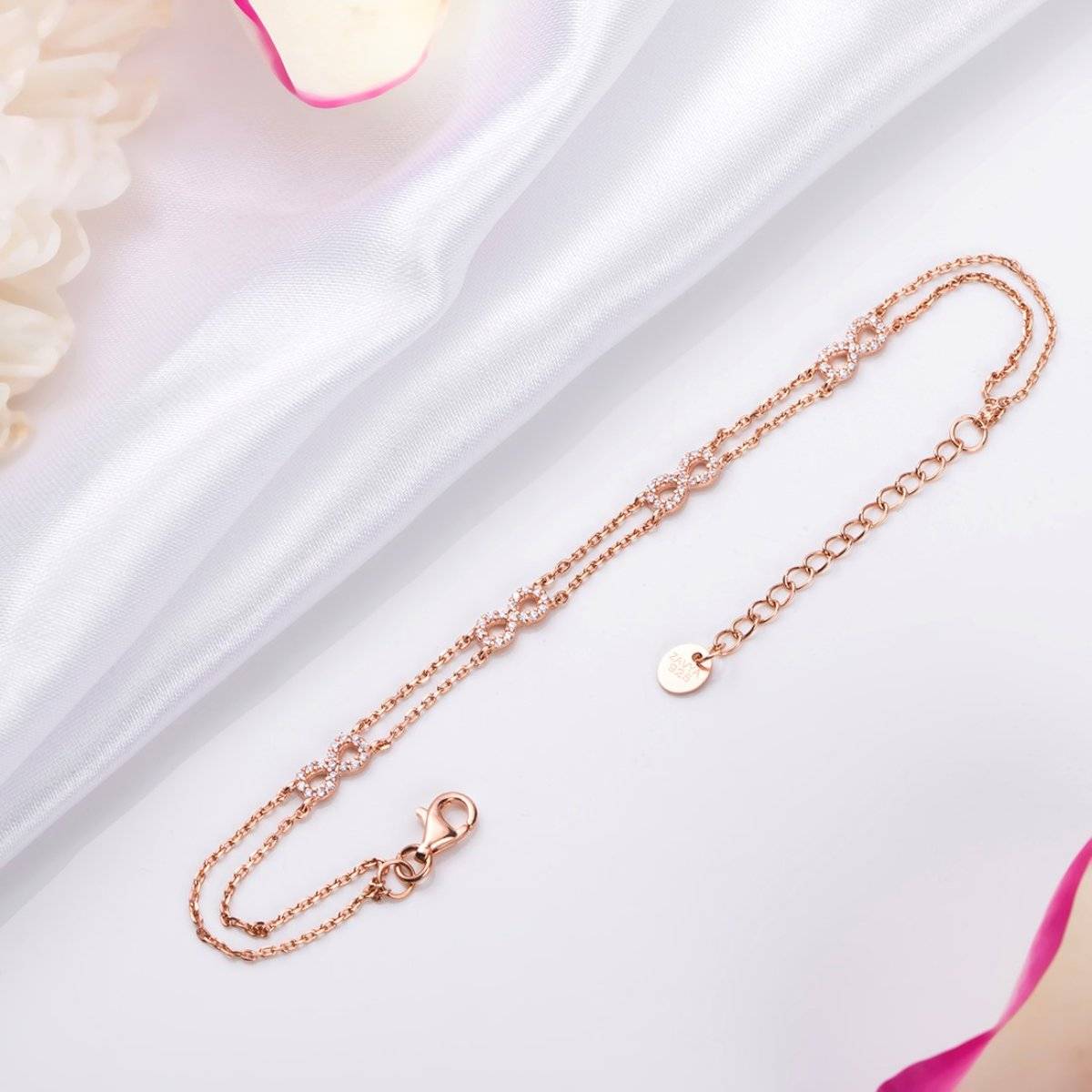 Zavya Eternal Love 925 Sterling Silver Infinity & Linked Chain Bracelet