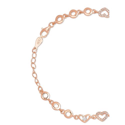 Zavya Heartfelt Affection Rose Gold Plated 925 Sterling Silver Heart  Bracelet