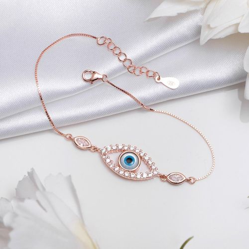 Zavya Protective Charm Rose Gold Plated 925 Sterling Silver Evil Eye  Bracelet