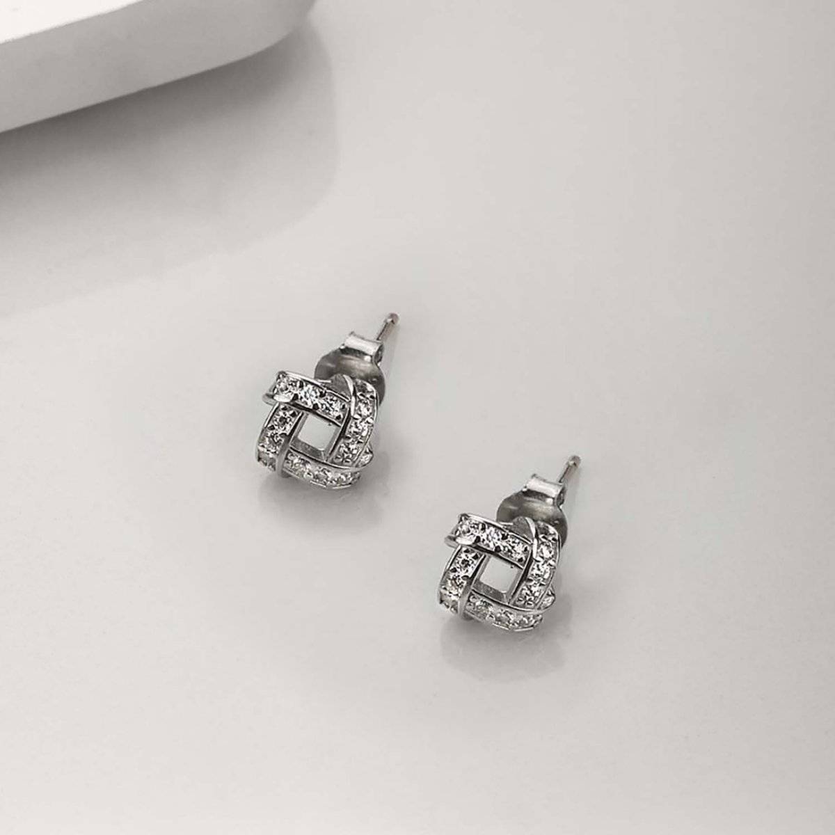 Zavya Modern Radiance Rhodium-Plated 925 Sterling Silver Square Earrings