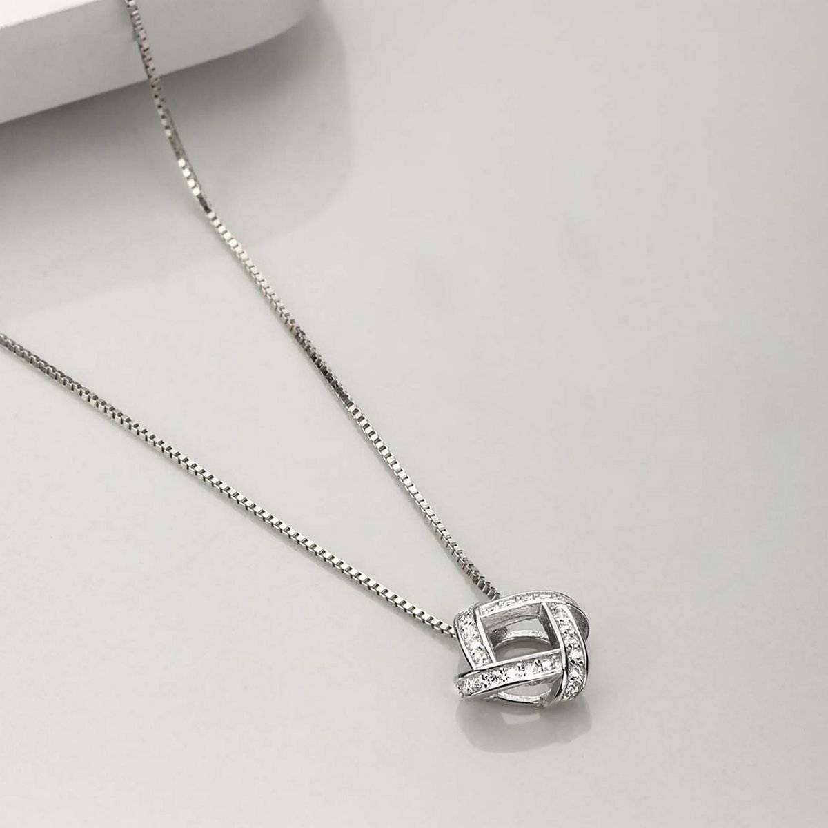Zavya Radiant Square 925 Sterling Silver Rhodium Plated Pendant