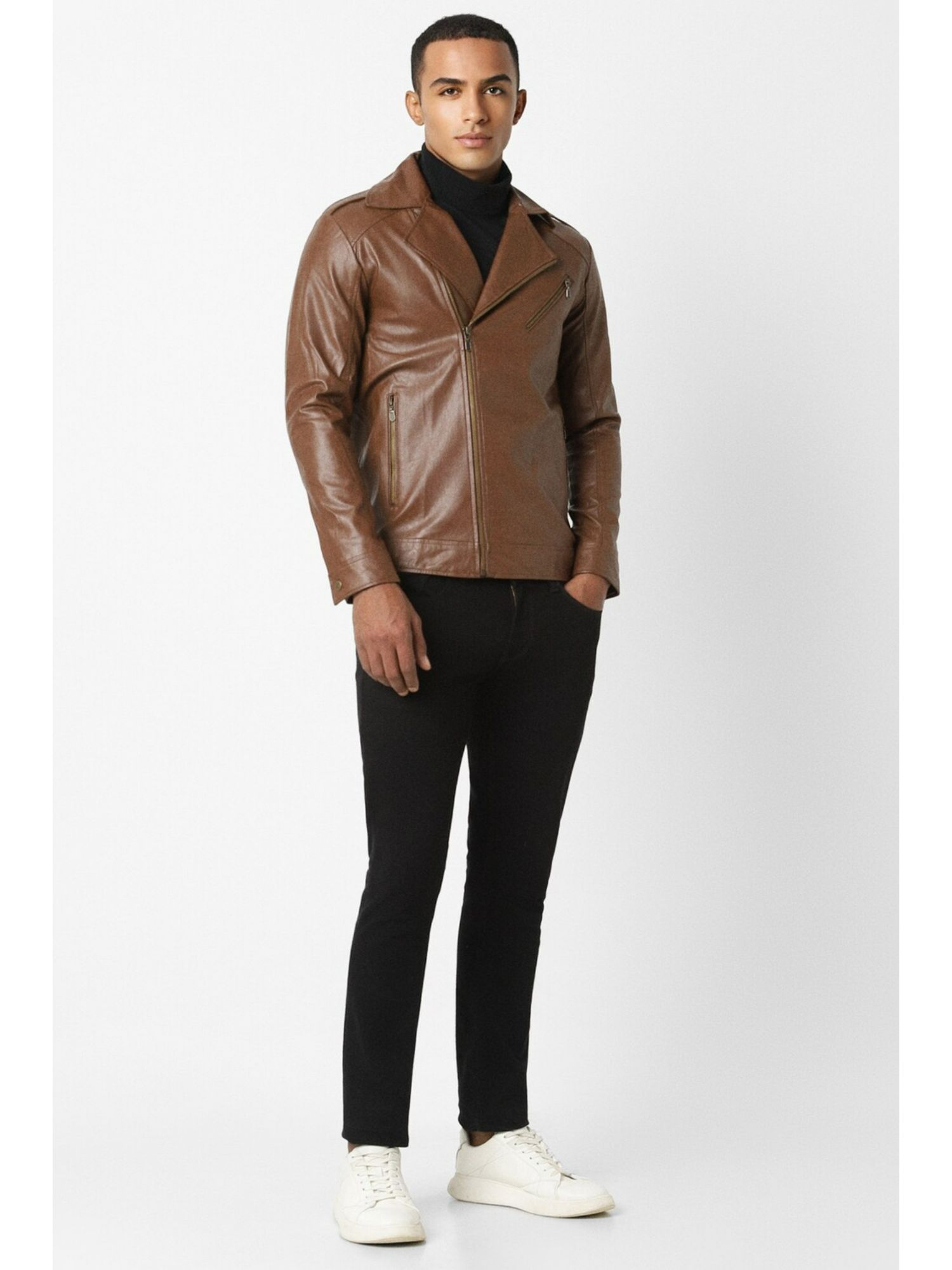 Leather jacket peter england best sale