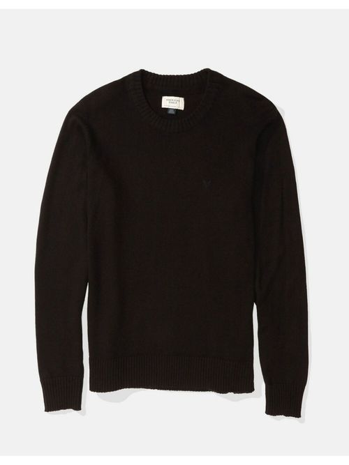 American Eagle Men Black Super Soft Crew Neck Sweater