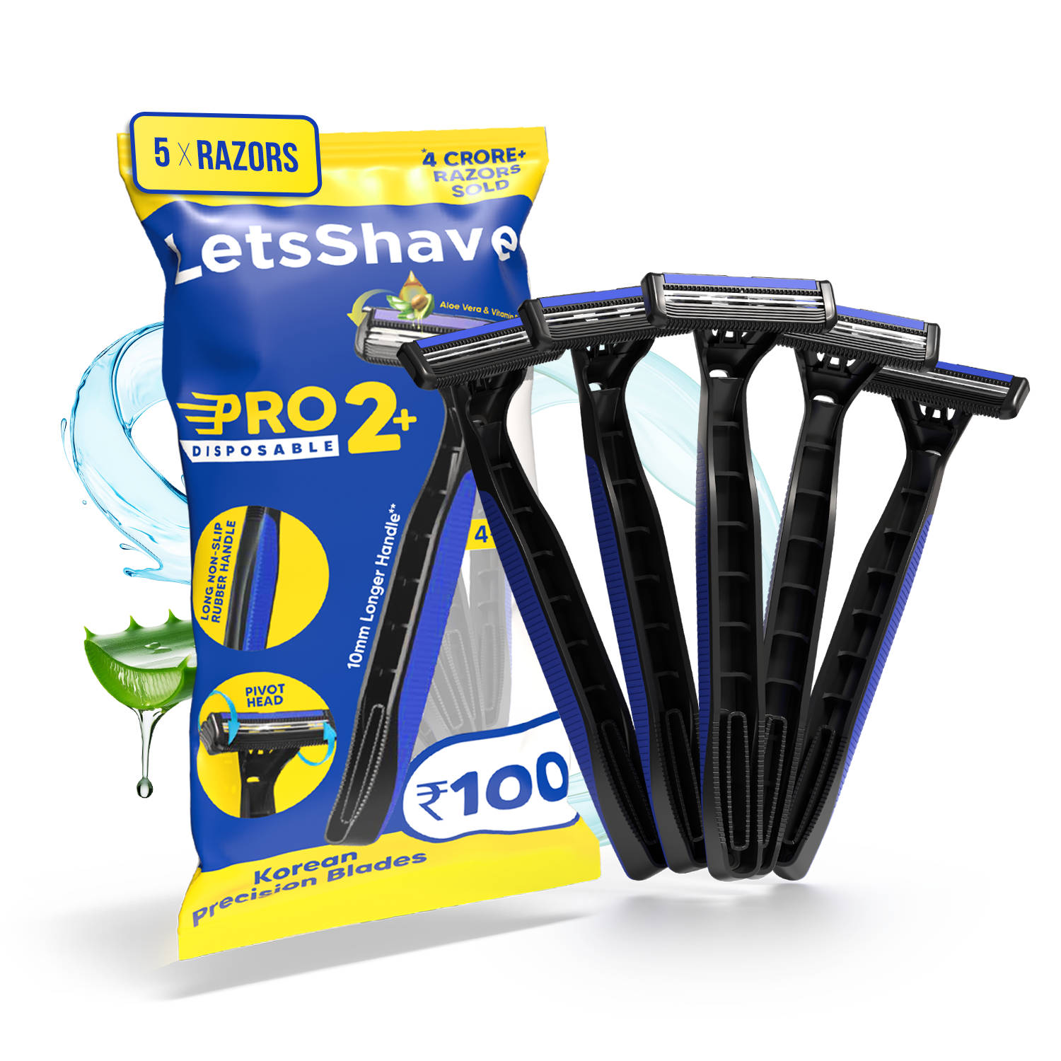 LetsShave Pro 2 Plus Disposable Razor - Pack of 5