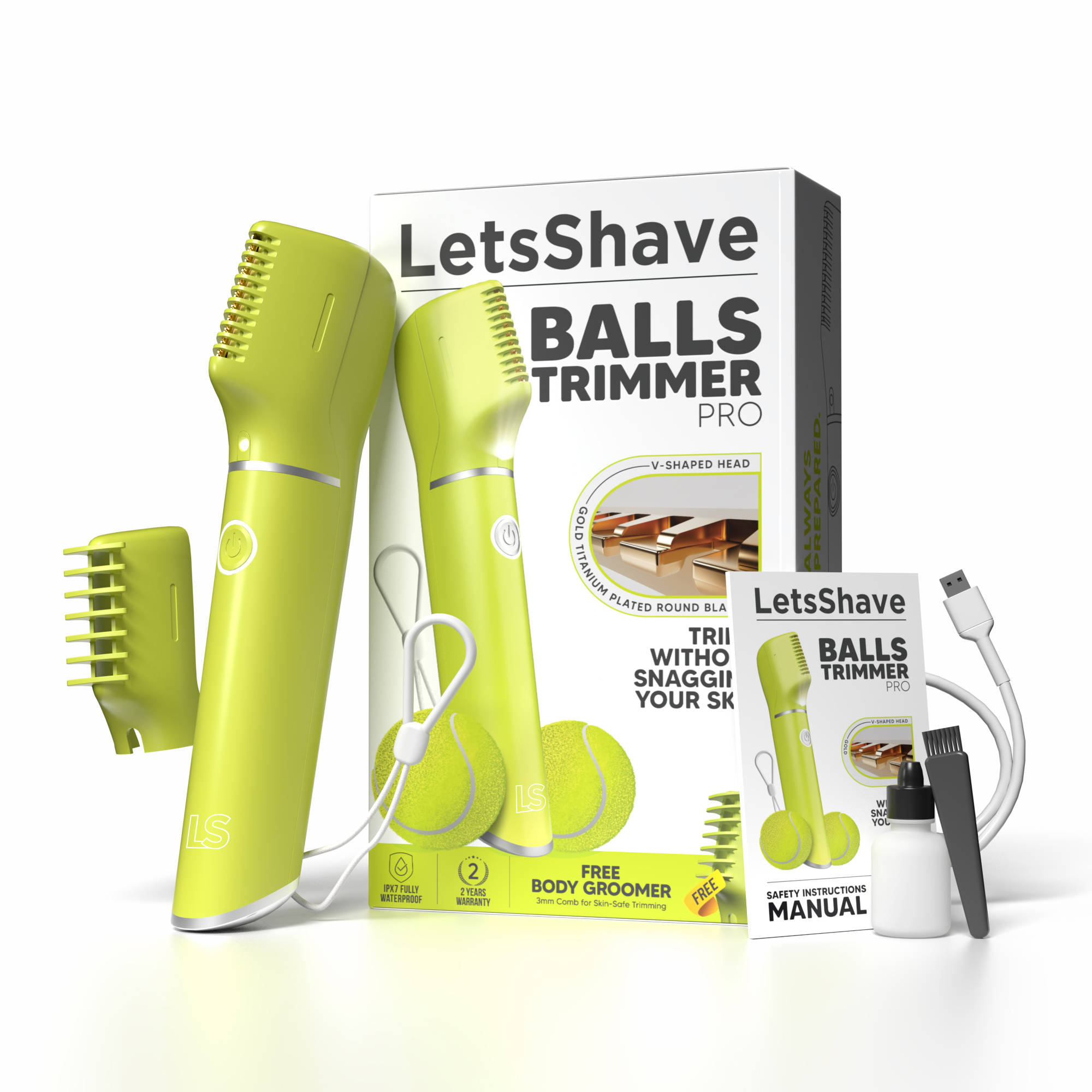 LetsShave Balls Trimmer For Men, Waterproof Intimate & Body Groomer With 90 Min Runtime