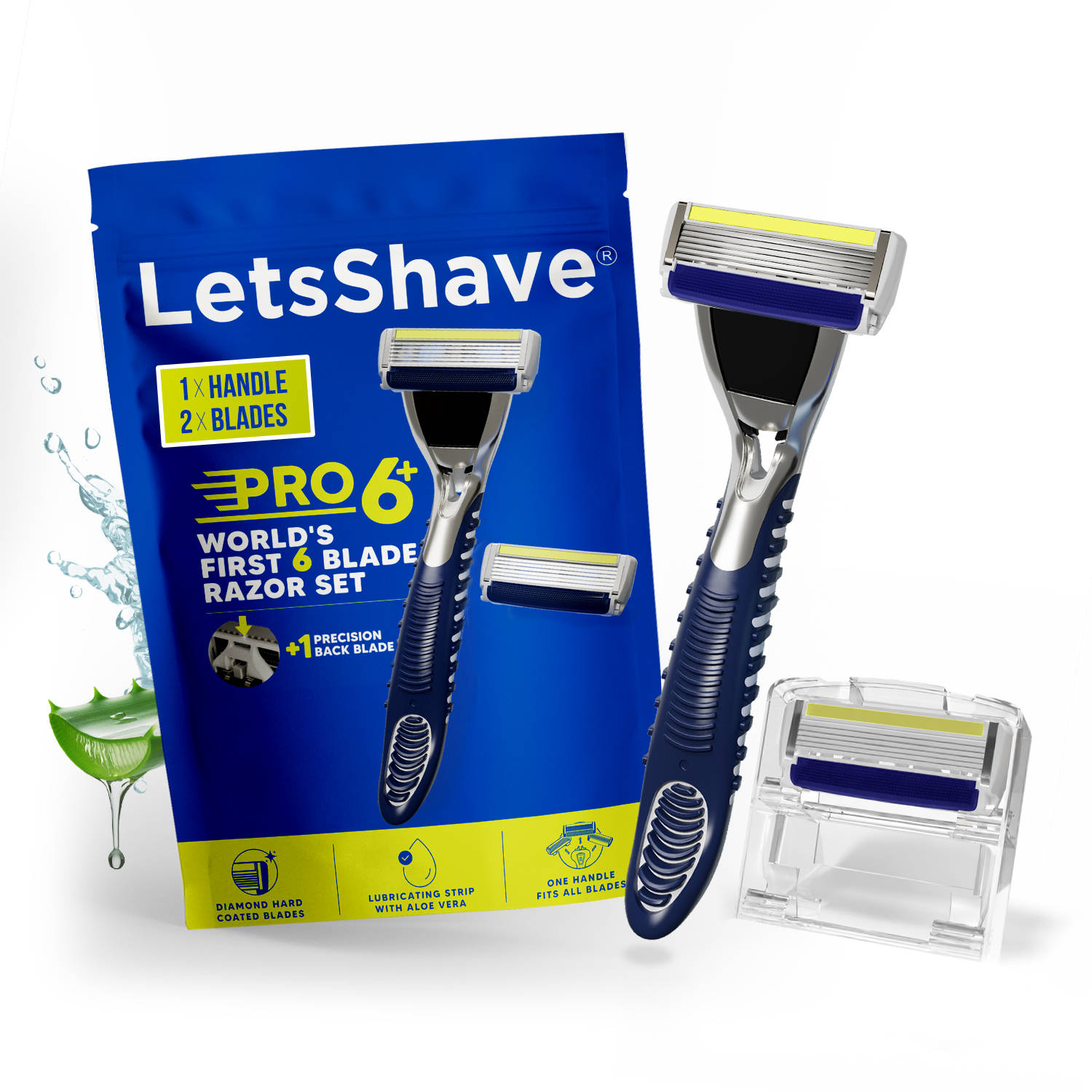 LetsShave Pro 6 Plus Manual Shaving Razor for Men 6 Blade Razor with Back Precision Trimmer