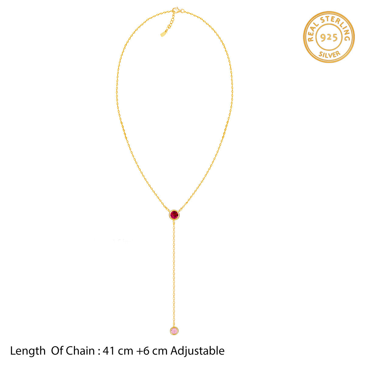 Buy GIVA Sterling Silver Golden Luminous Lariat Necklace for Women