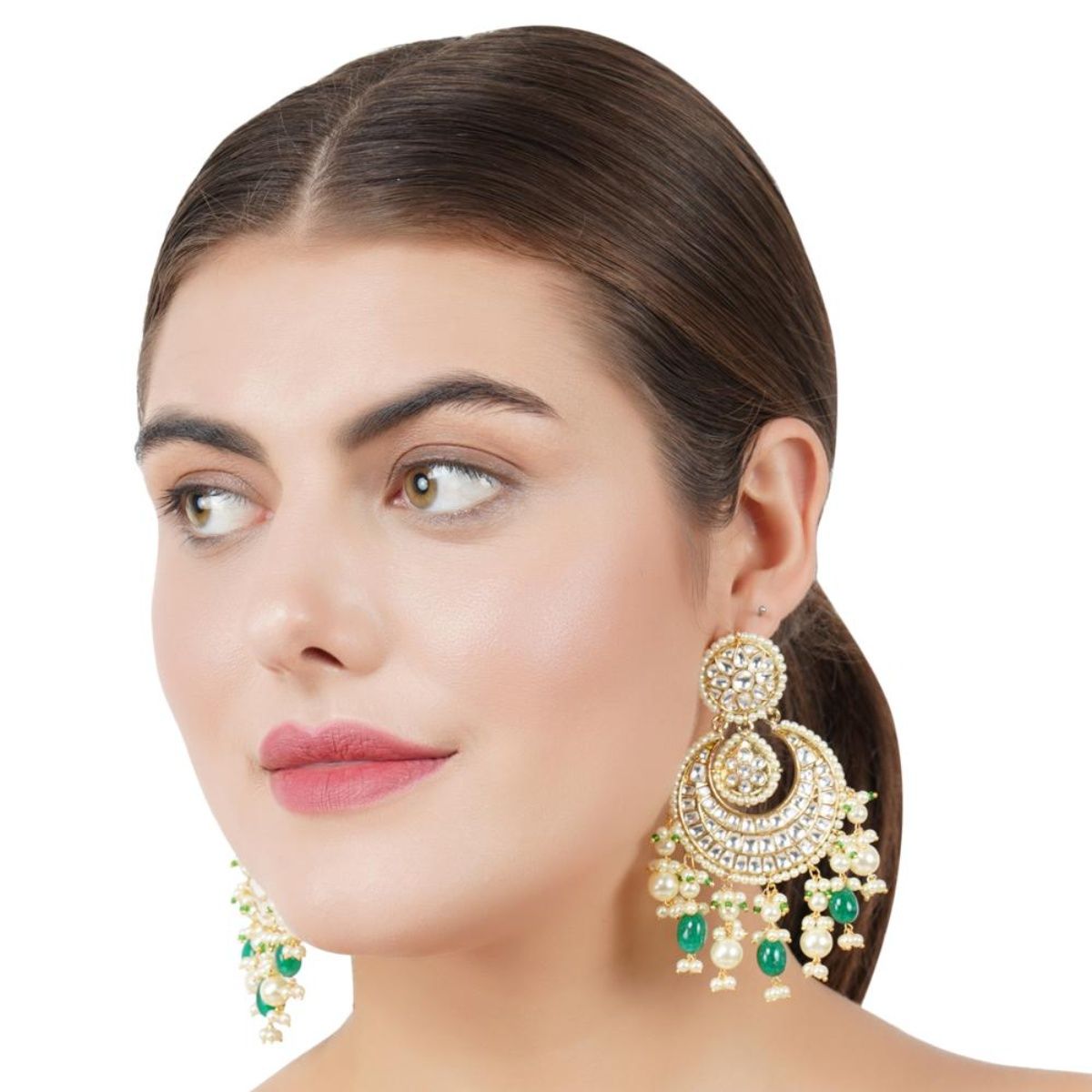 auraa-trends-22kt-gold-plated-kundan-classic-green-earring-set-buy