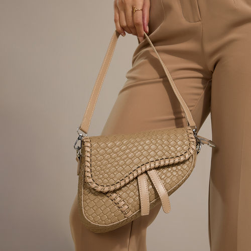 Buy RSVP by Nykaa Fashion Dark Beige Asymmetric Woven Shoulder Bag  