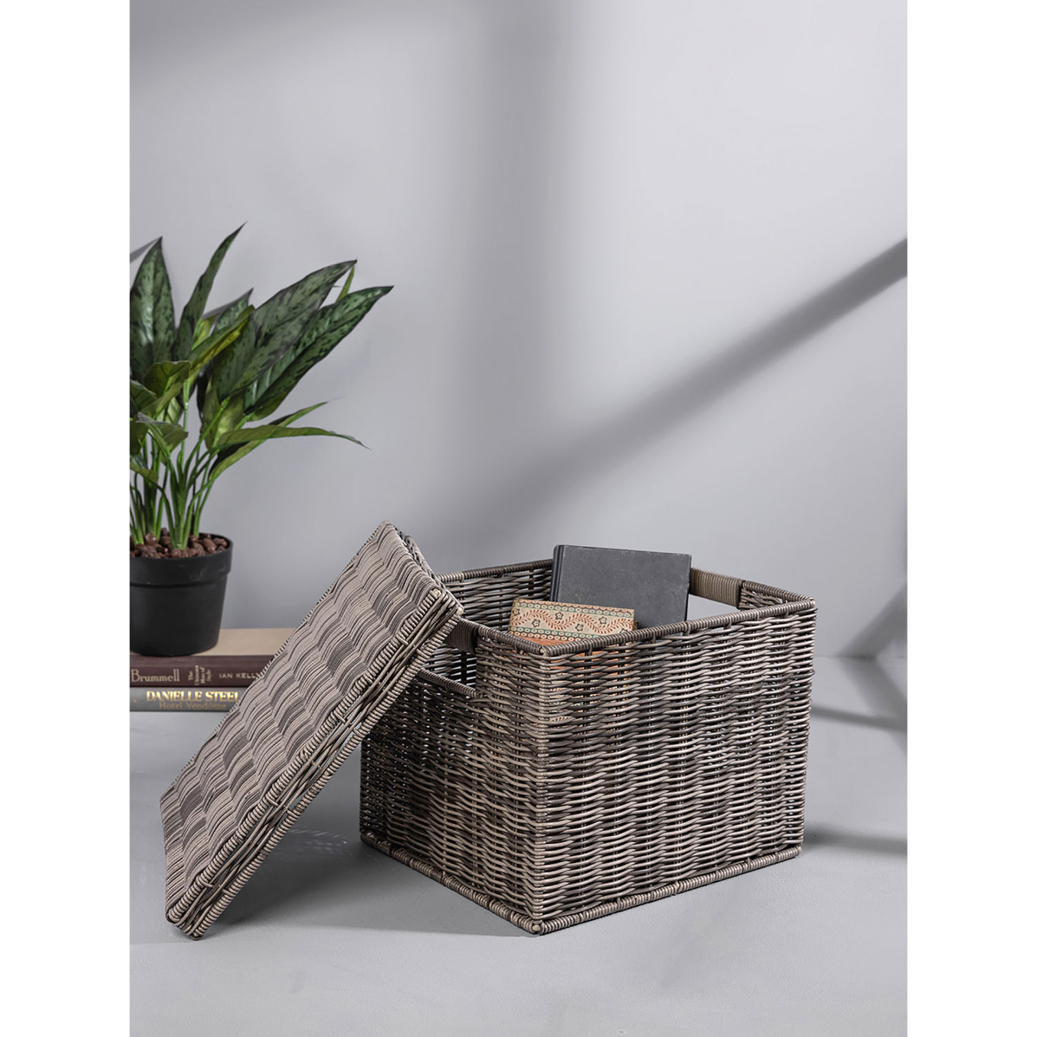 Buy Pure Home + Living Brown Heather Wicker Letter File Box with Lid Online