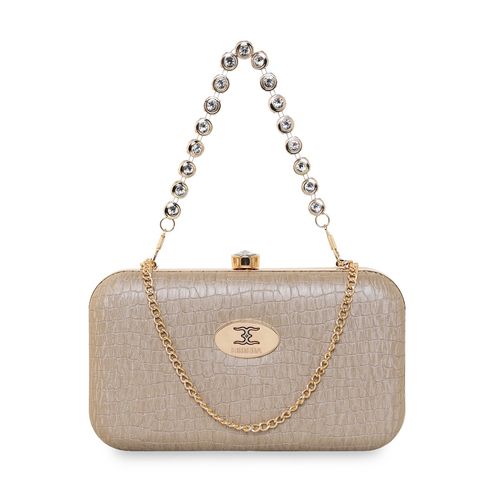 Buy ESBEDA Beige Color Matty Croco Pattern Clutch For Women Online - Main Image