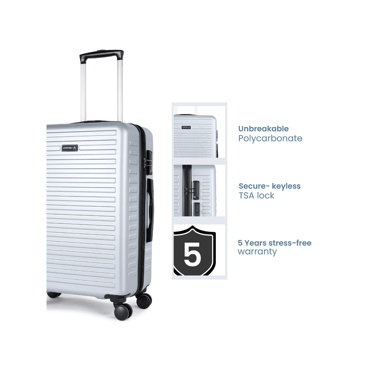 Buy Assembly Silver Large and Small Luggage Trolley Bag Set of 2 Online