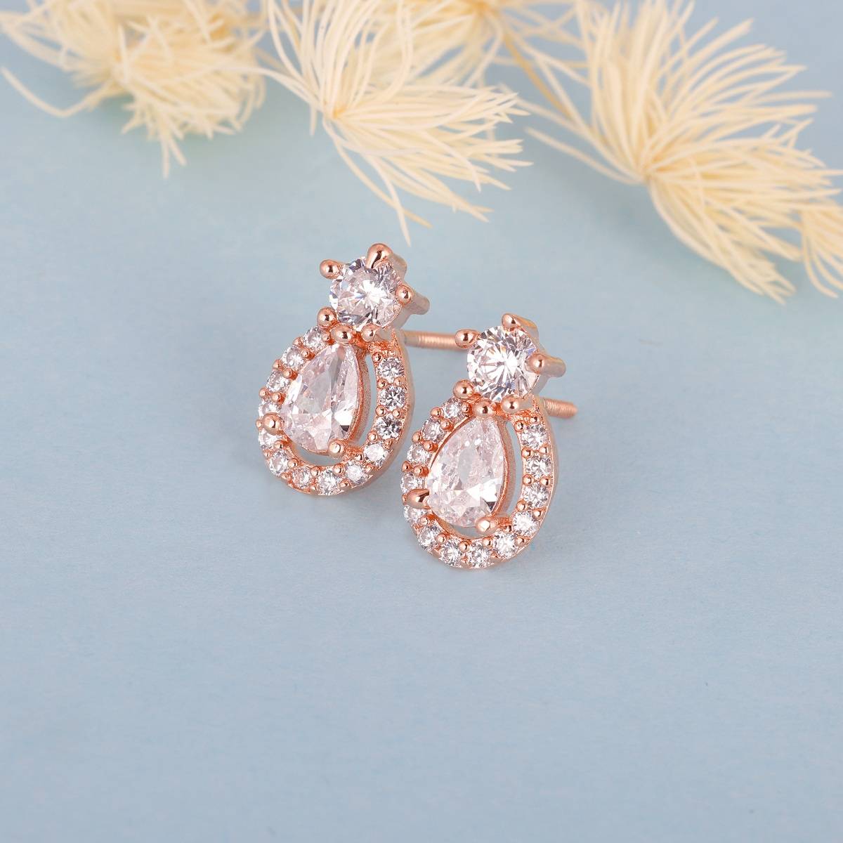 GIVA Sterling Silver Rose Gold Elegant Pear Drop Earrings for Women and Girls