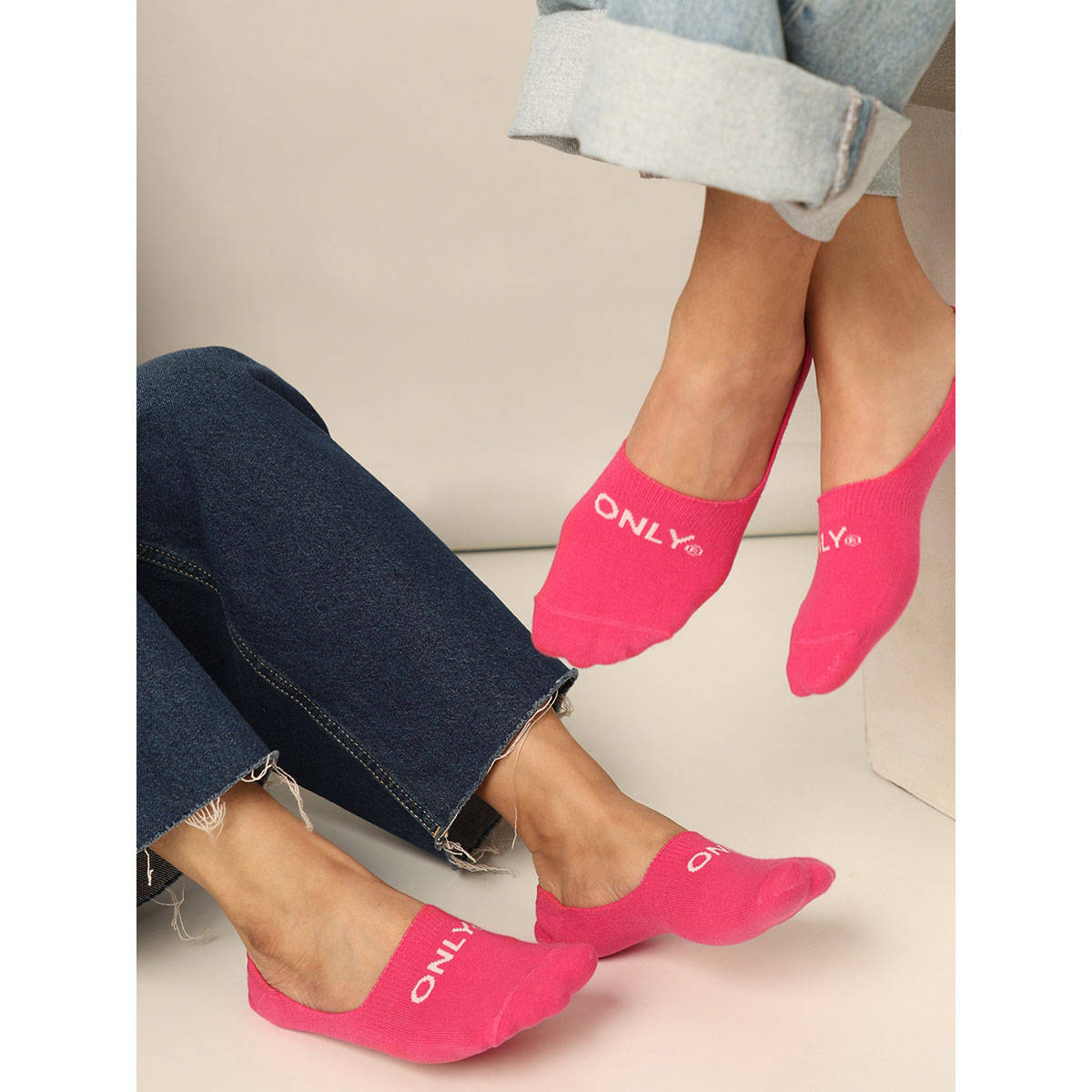 ONLY Pink Shoe Liners Socks (Pack Of 3)