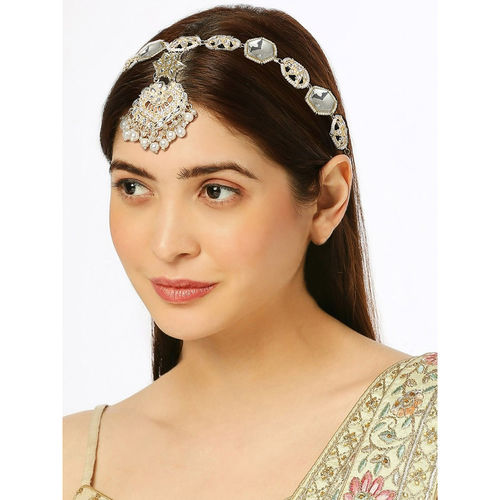 Buy OOMPH Gold Tone Kundan Pearls Sheeshphool Matha Patti for