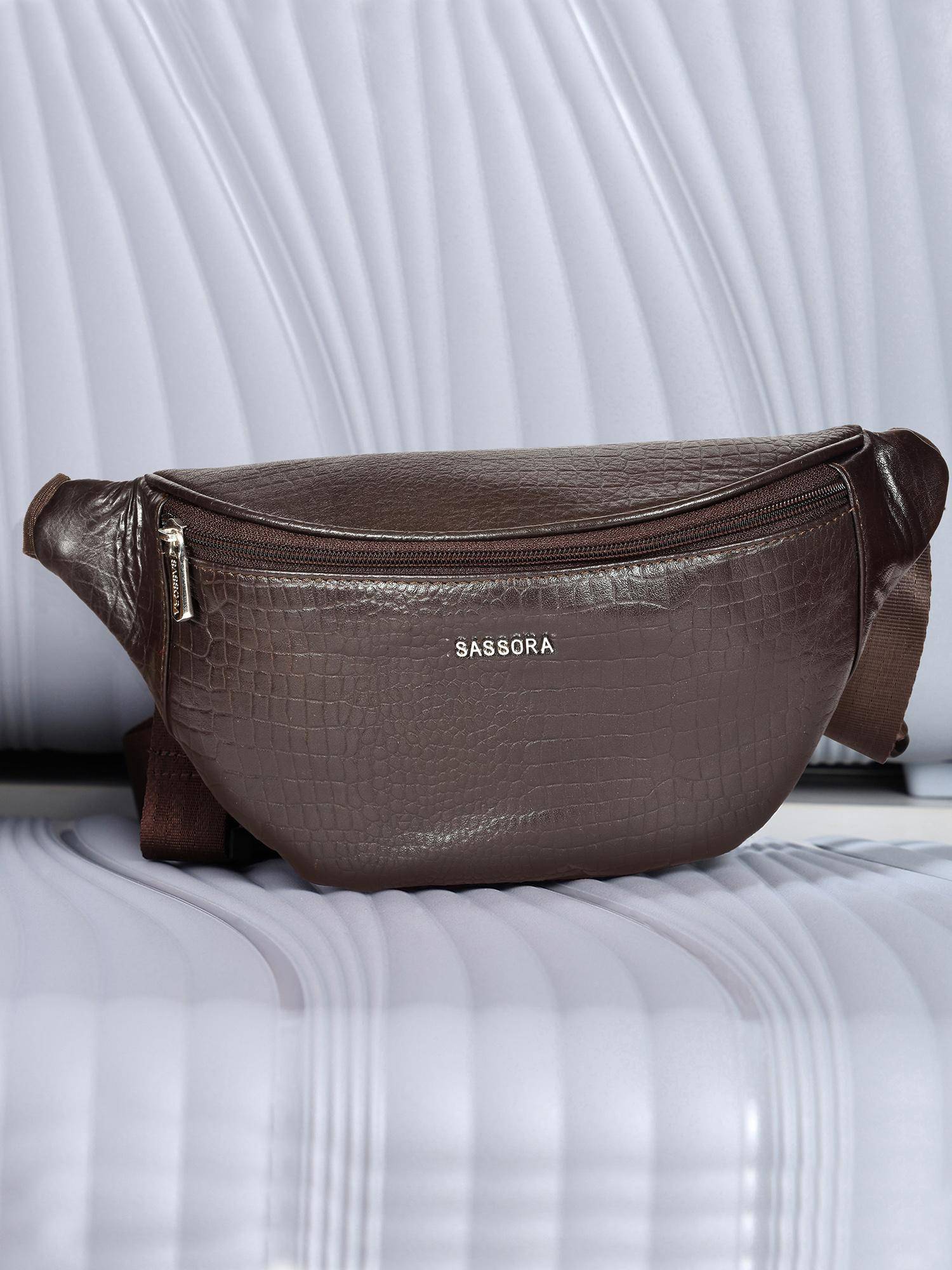 Sassora Genuine Leather Daily Use Waist Belt Bag - Brown (M)