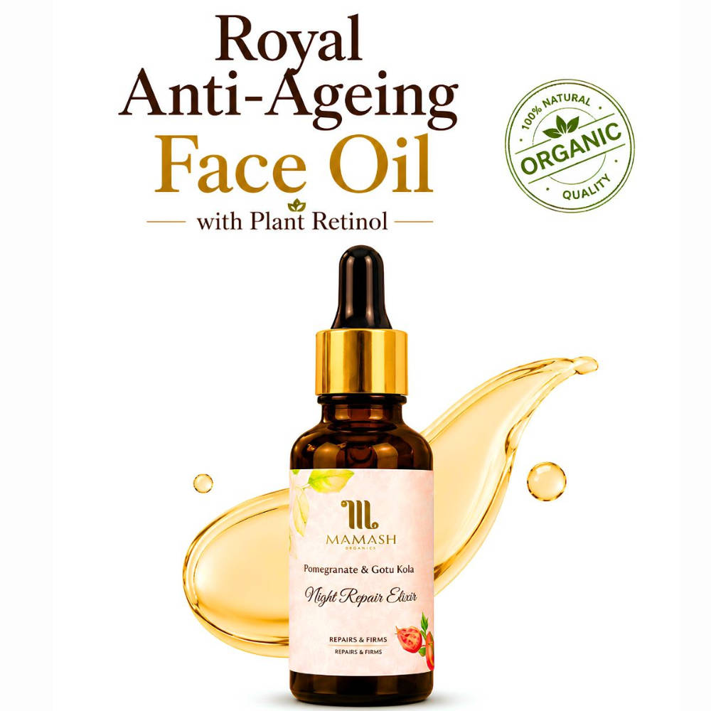 Mamash Organics Rapid Collagen Booster Face Oil with Pomegranate & Bakuchiol Anti-Aging fades scars