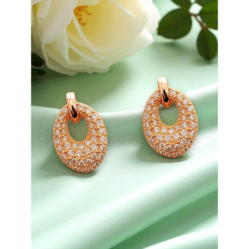 Accessher Gold Plated Oval Stud Earrings