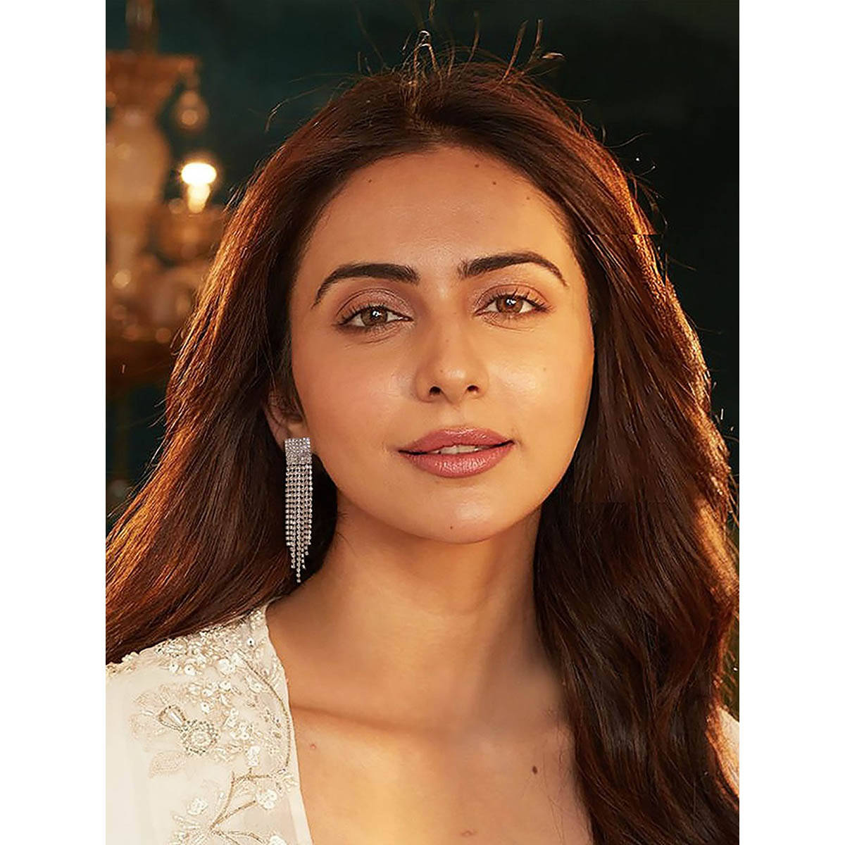 Accessher Silver Tone Long Earrings For Women