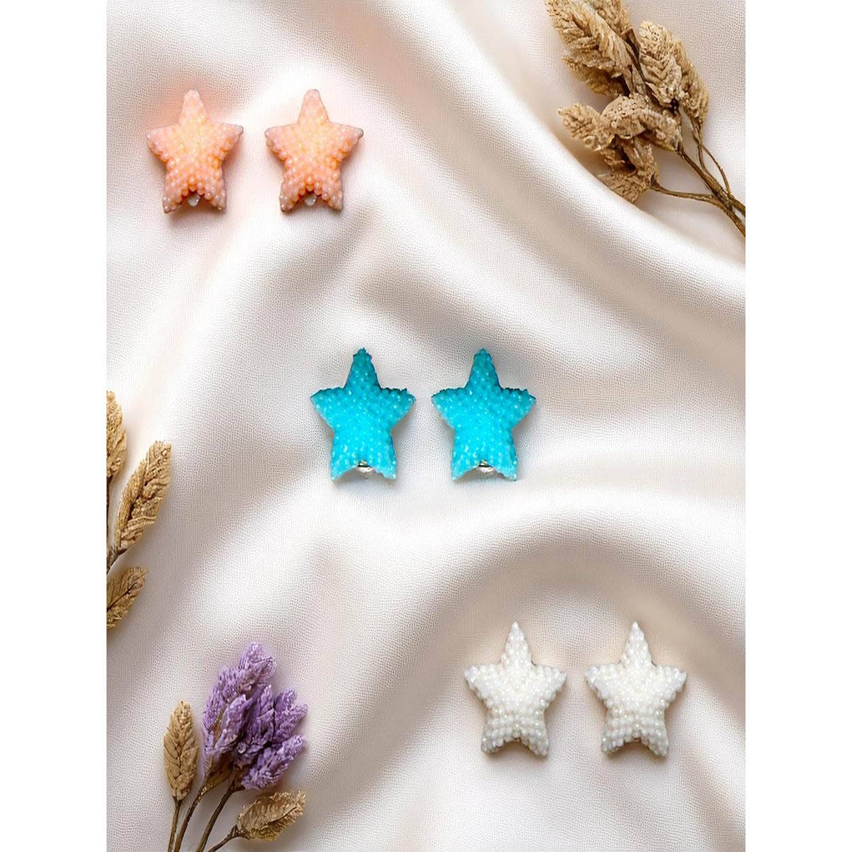 Accessher Textured Star-Shaped Stud Earrings