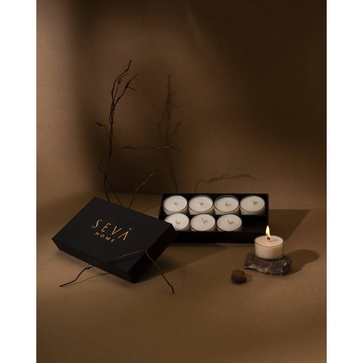 SEVA HOME Citrine Tea Lights 5-6 Hour Burn Time Clean, Steady Burn