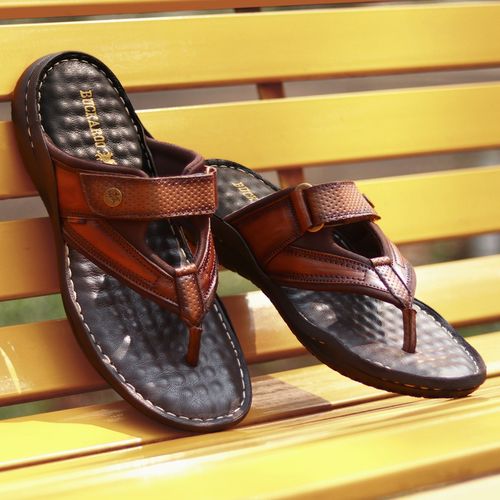 BUCKAROO Zena Genuine Leather Tan Casual Chappal For Men