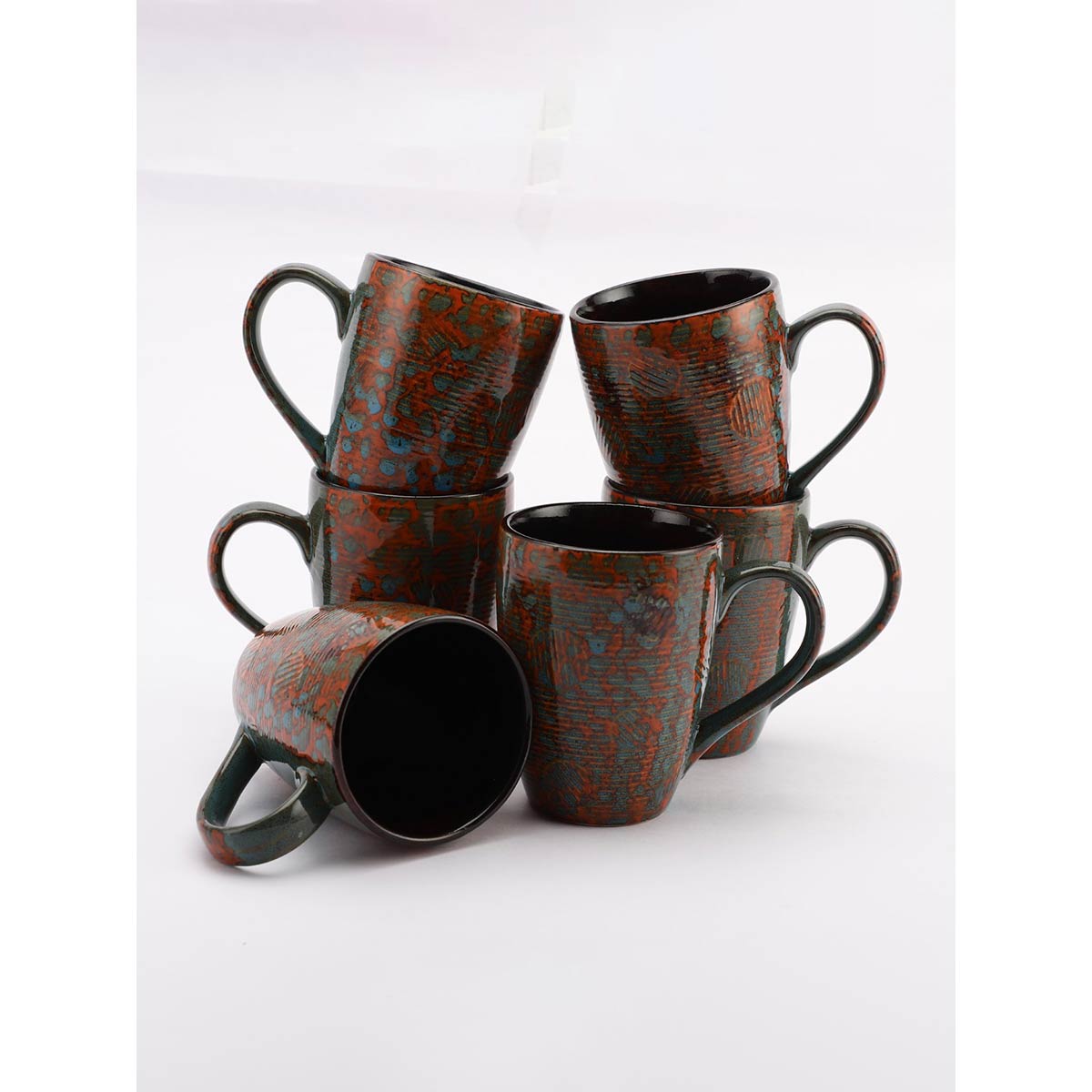 The Decor Mart Orange and Grey Coffee Milk Mug Set of 6 Buy The