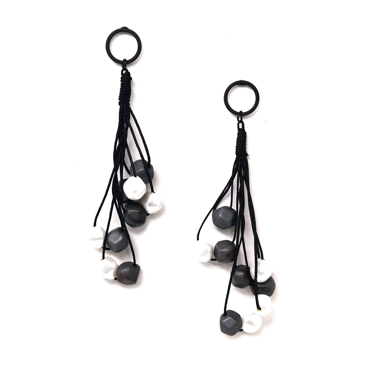 Shop Rubans Black Rhodium Plated Polki Zirconia Pearl Drop Dangle Earrings  Online at Rubans