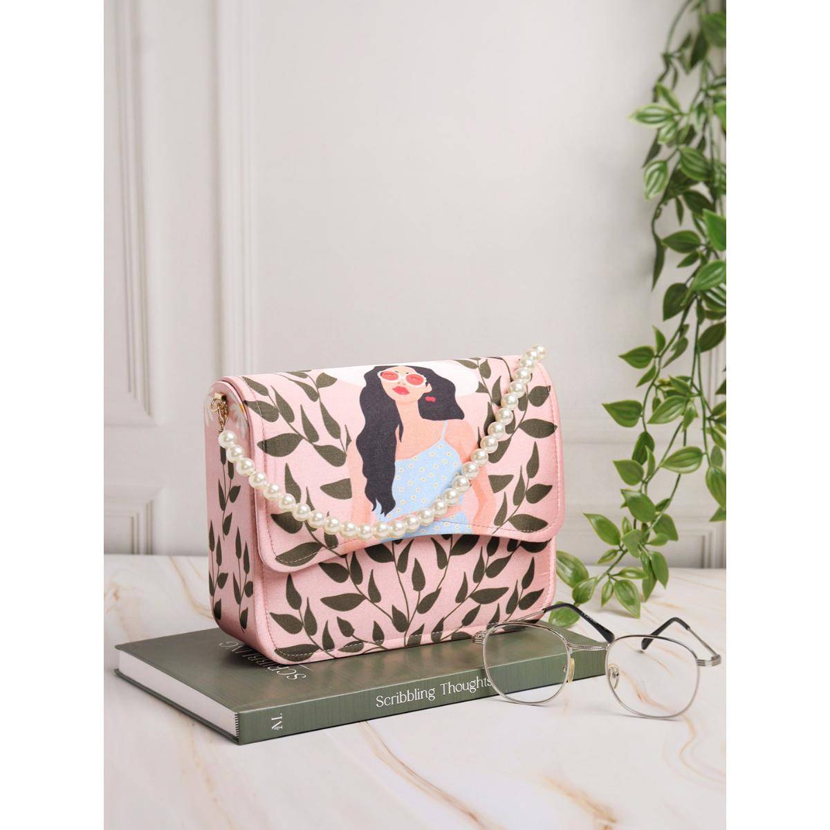 NR BY NIDHI RATHI Graphic Printed Flap Clutch Bag with Detachable Strap
